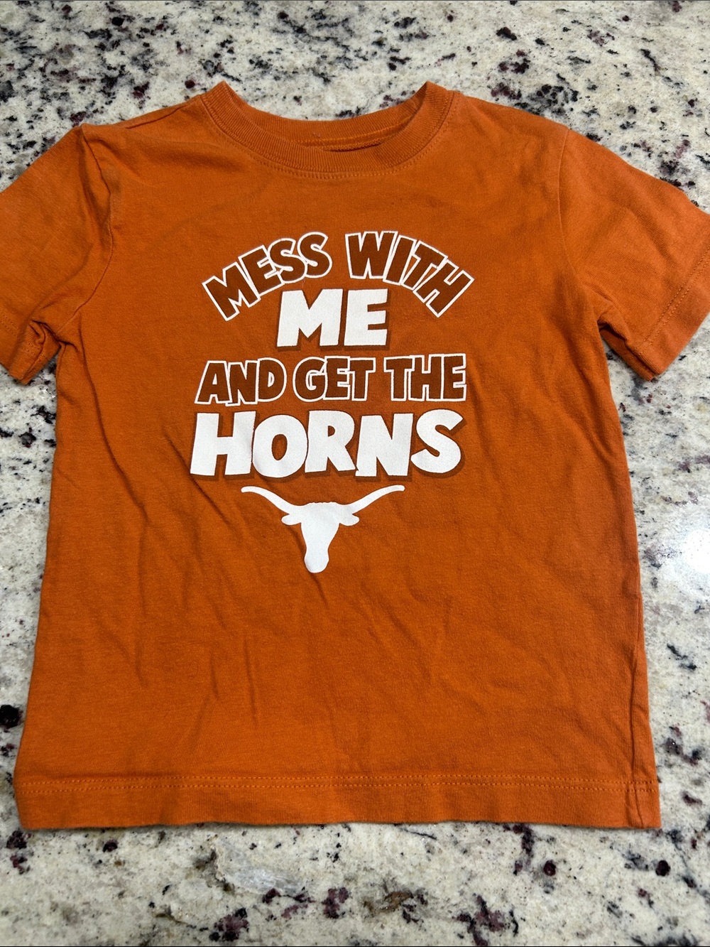 Kids Orange Graphic Tee with 'Mess With Me And Get The Horns' Print TX longhorns